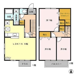 村井駅 徒歩16分 1-2階の物件間取画像